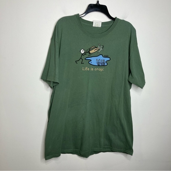 Life is Crap men’s funny t-shirt green golf size XXL - Picture 2 of 7
